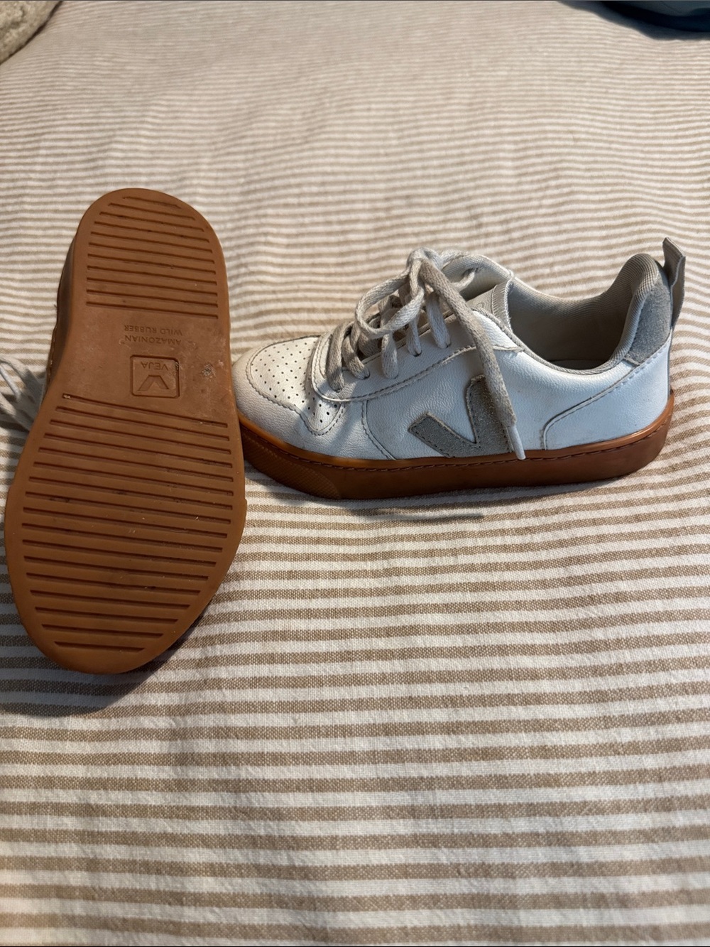 Veja White and Gum Kids Sneaker